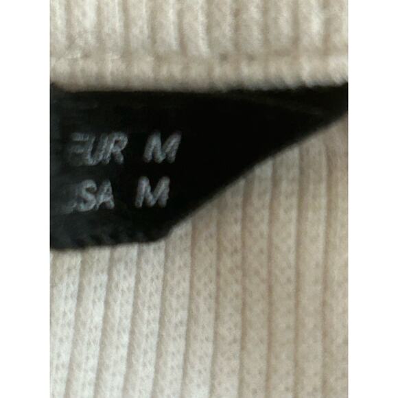 Women's Medium Cropped Long Sleeve Ribbed Top Blouse GUC Off White - Picture 5 of 5